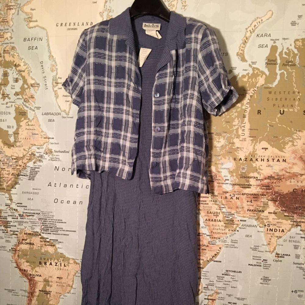 Petite Focus Blue Dress Casual 2 Piece